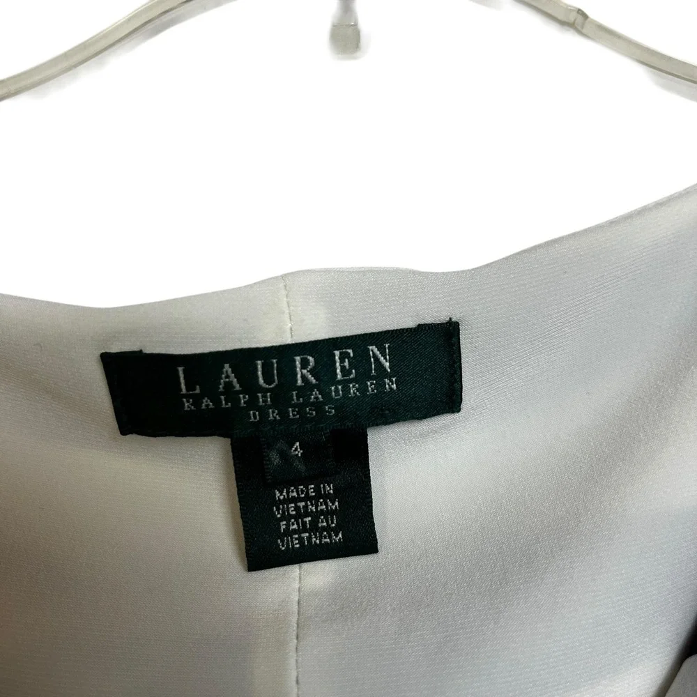 Lauren Ralph Lauren Navy‎ White Striped Draped Neck Sheath Dress Size 4